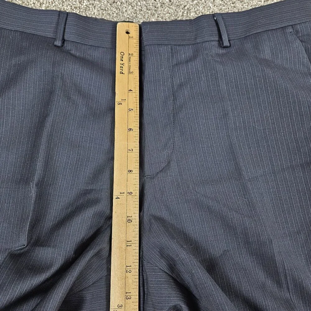 Banana Republic Pants Men 36x32 Navy Blue Wool Stripes Flat Front Trouser Slacks